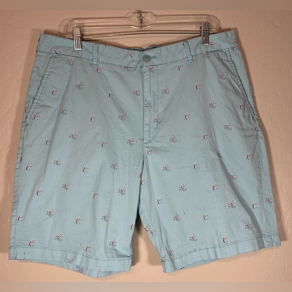 Izod Golf Preppy Nautical‎ Shorts Sailing Boats Performance Flat Front 38 0291
